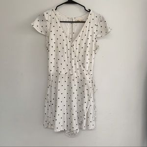 HOLLISTER White and Black Poka-dot Romper